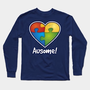 Ausome Jigsaw Heart Autism Pride Long Sleeve T-Shirt